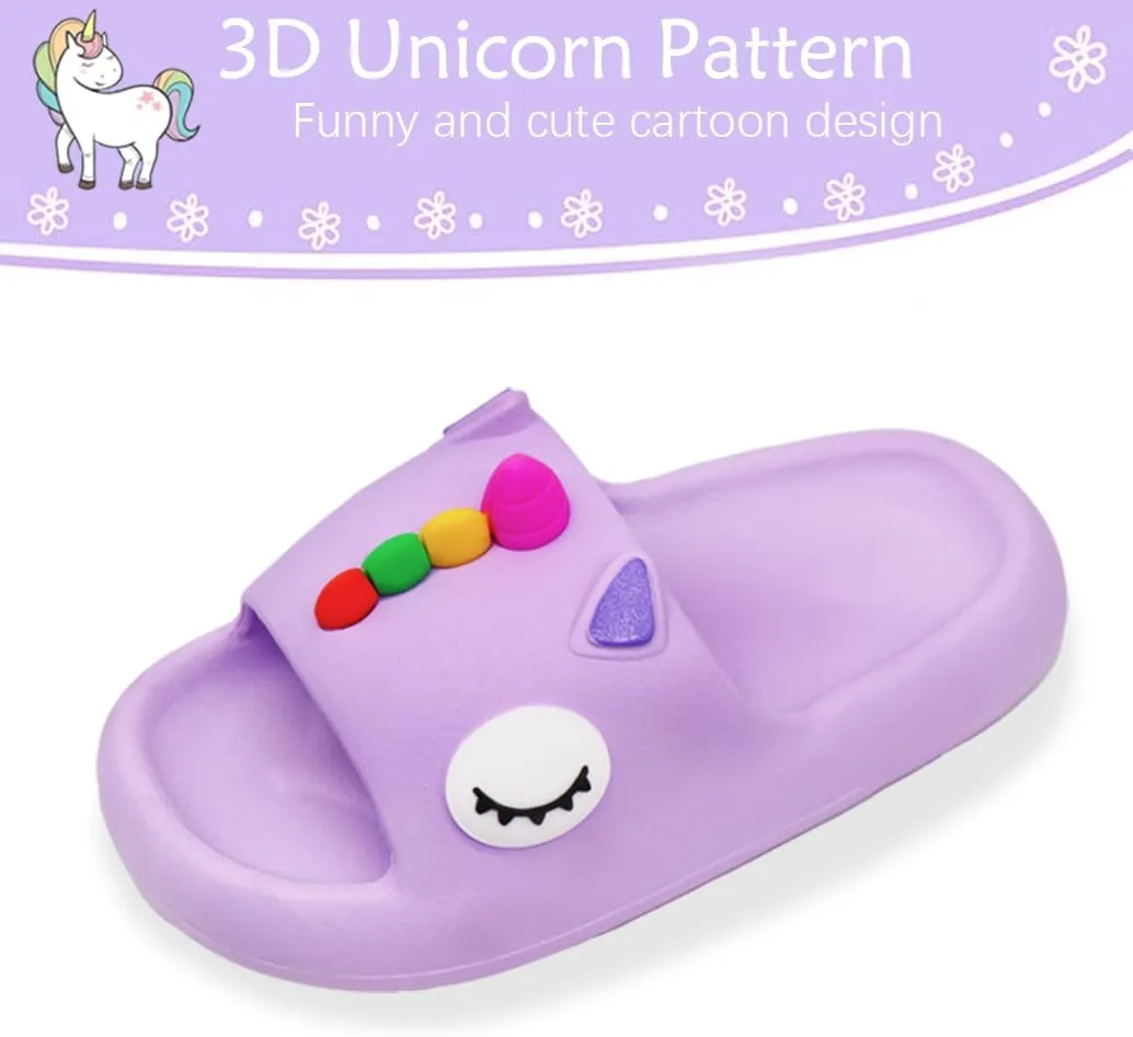 Toddler Little Kids Slides Sandals Unicorn Shark Bunny Beach Pool Shower Slides Anti-Skid Home Bath Slippers Cute Summer Outdoor Shoes for Girls and Boys