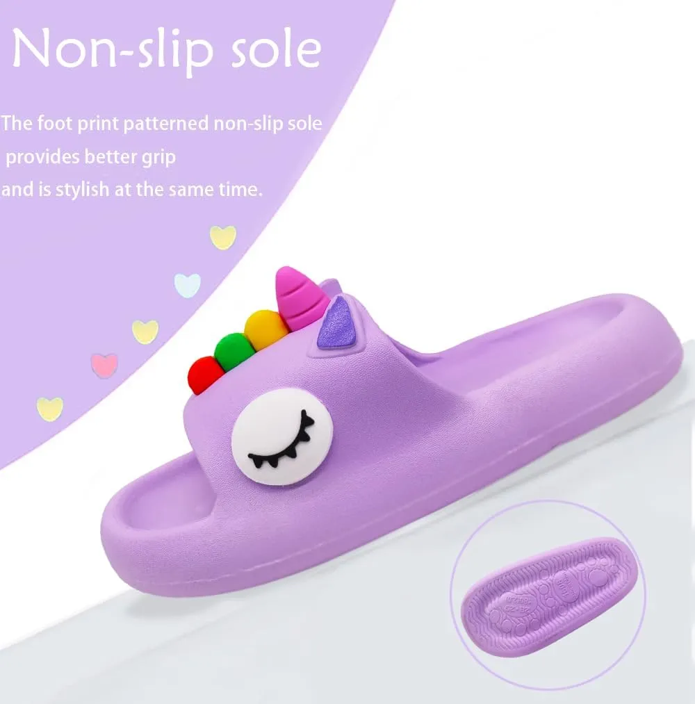 Toddler Little Kids Slides Sandals Unicorn Shark Bunny Beach Pool Shower Slides Anti-Skid Home Bath Slippers Cute Summer Outdoor Shoes for Girls and Boys