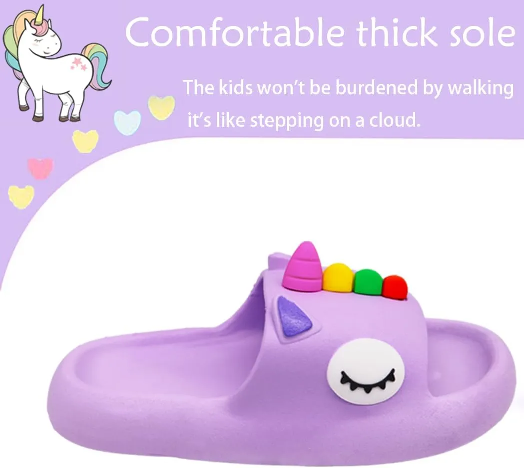 Toddler Little Kids Slides Sandals Unicorn Shark Bunny Beach Pool Shower Slides Anti-Skid Home Bath Slippers Cute Summer Outdoor Shoes for Girls and Boys