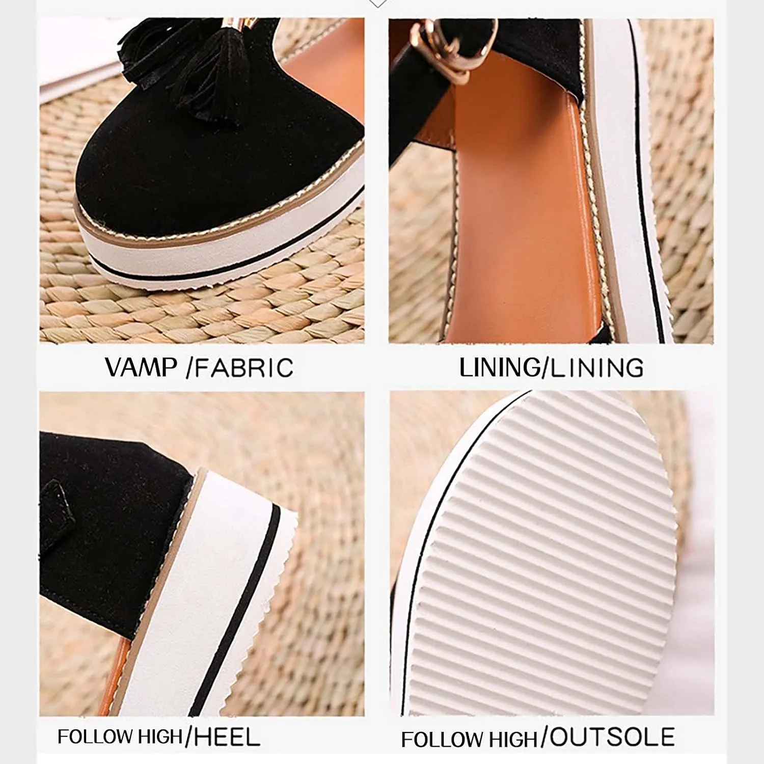 Trendy Platform Sandals with Tassels Casual Closed-Toes Ankle Strap Sandal Walking Shoes Comfortable Summer Look