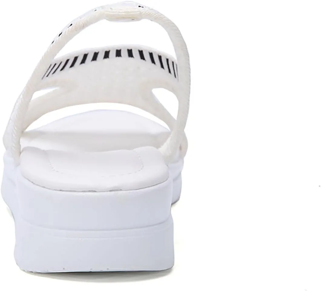 Trendy Women Platform Sandals Summer Slip-On Sport Sandal Shoes with Striped Elastic Band for Comfort and Style