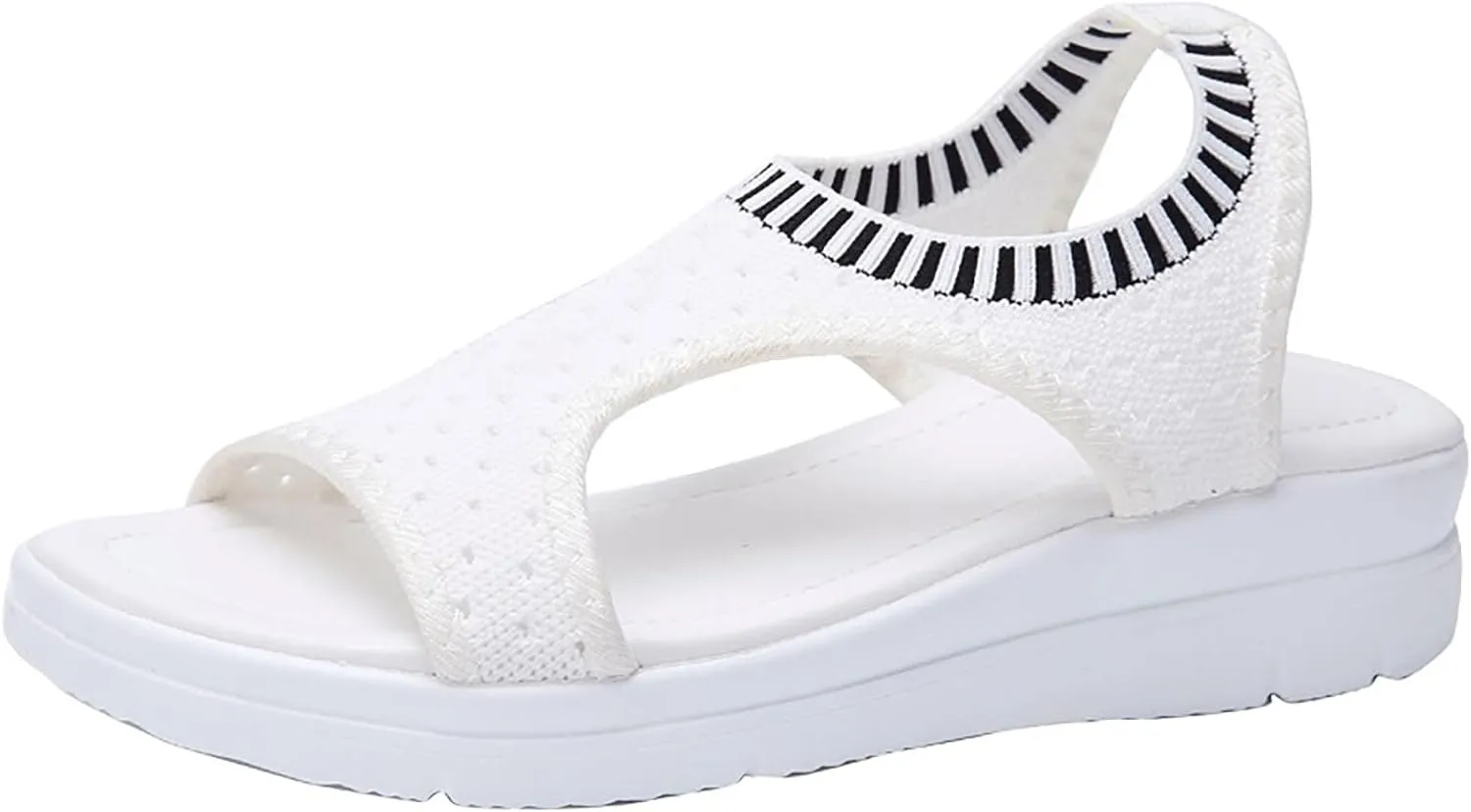 Trendy Women Platform Sandals Summer Slip-On Sport Sandal Shoes with Striped Elastic Band for Comfort and Style