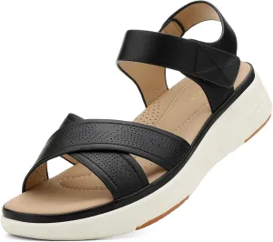 UBFEN Womens Platform Sandals Comfortable Lightweight Walking Ankle Strap Casual Low Wedge Sandals