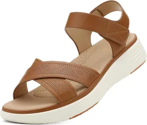 UBFEN Womens Platform Sandals Comfortable Lightweight Walking Ankle Strap Casual Low Wedge Sandals