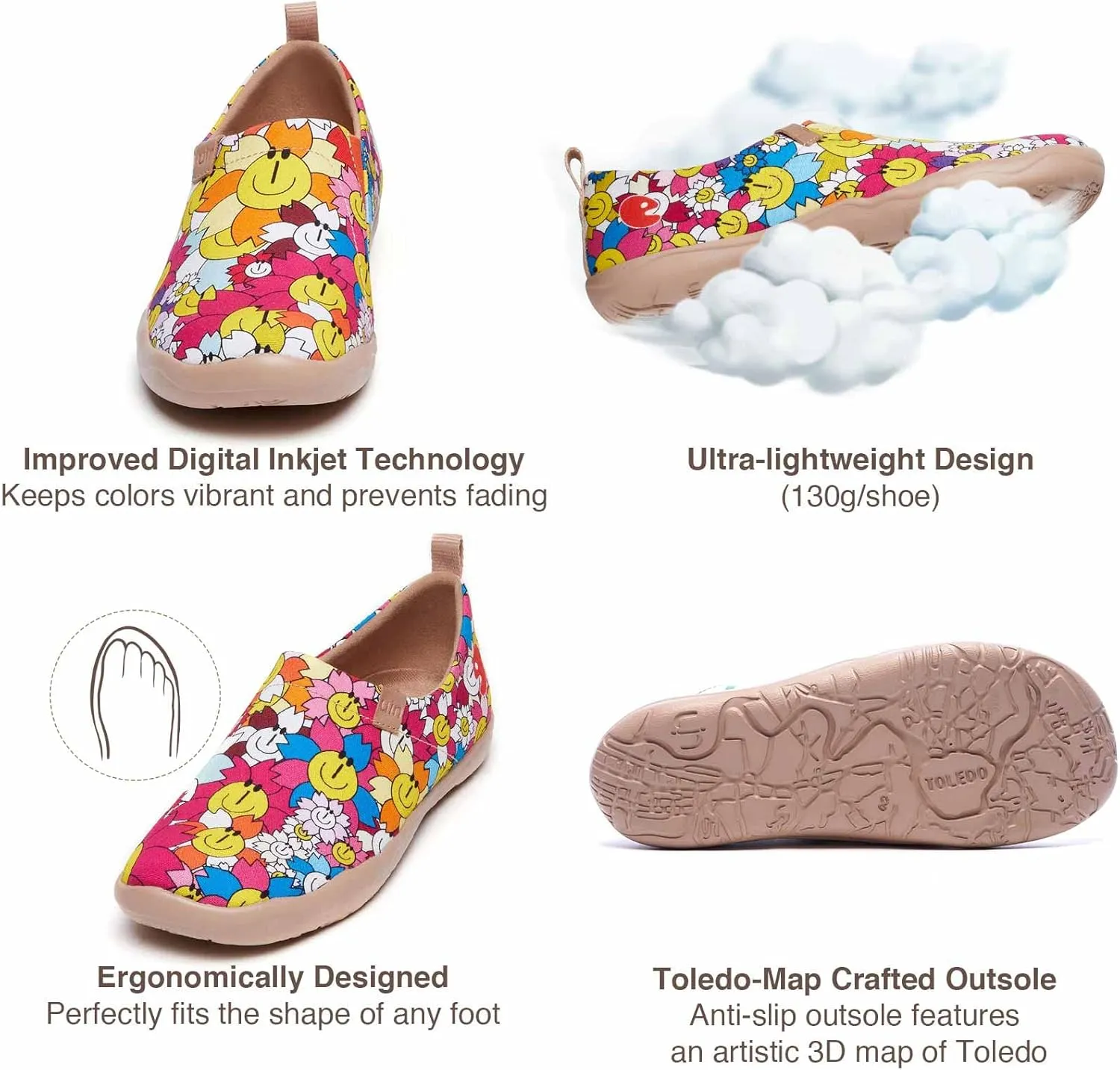 UIN Women's Art Travel Shoes Slip On Casual Cozy Loafers Lightweight Comfort Fashion Sneaker Toledo Ⅰ