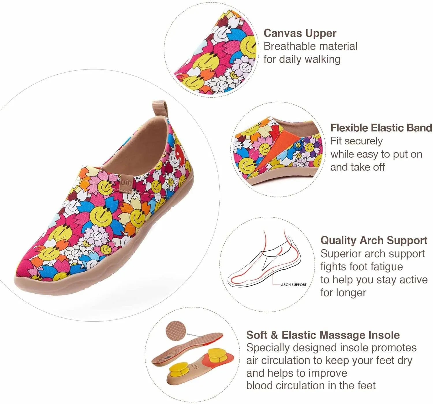 UIN Women's Art Travel Shoes Slip On Casual Cozy Loafers Lightweight Comfort Fashion Sneaker Toledo Ⅰ