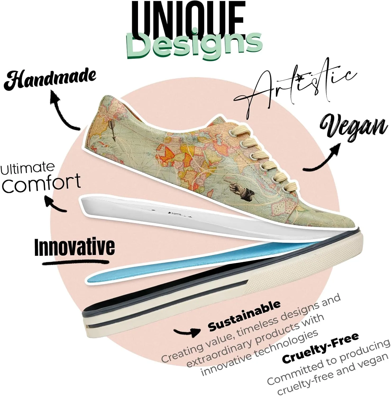 Vegan Leather Sneakers for Women - Handmade and Unique Fashion Sneakers for Women