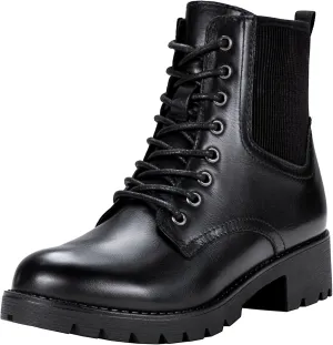 Vepose Women's Ankle Boots, Combat Lace up Booties with Inside Zipper