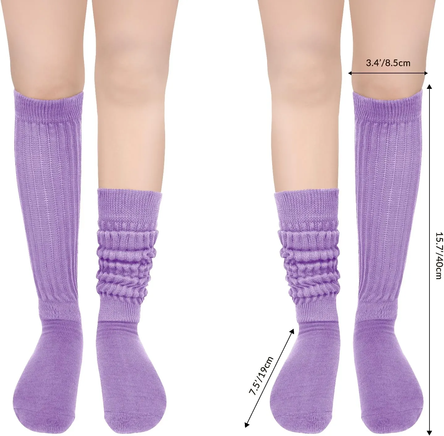 Violet Mist Slouch Socks for Women Girls Slouchy Scrunch Knee High Tube Long Stacked Cotton Colorful 80s 90s Novetly Socks