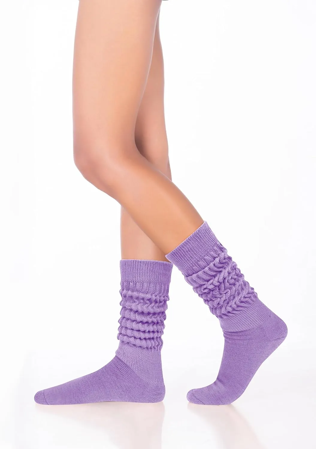 Violet Mist Slouch Socks for Women Girls Slouchy Scrunch Knee High Tube Long Stacked Cotton Colorful 80s 90s Novetly Socks