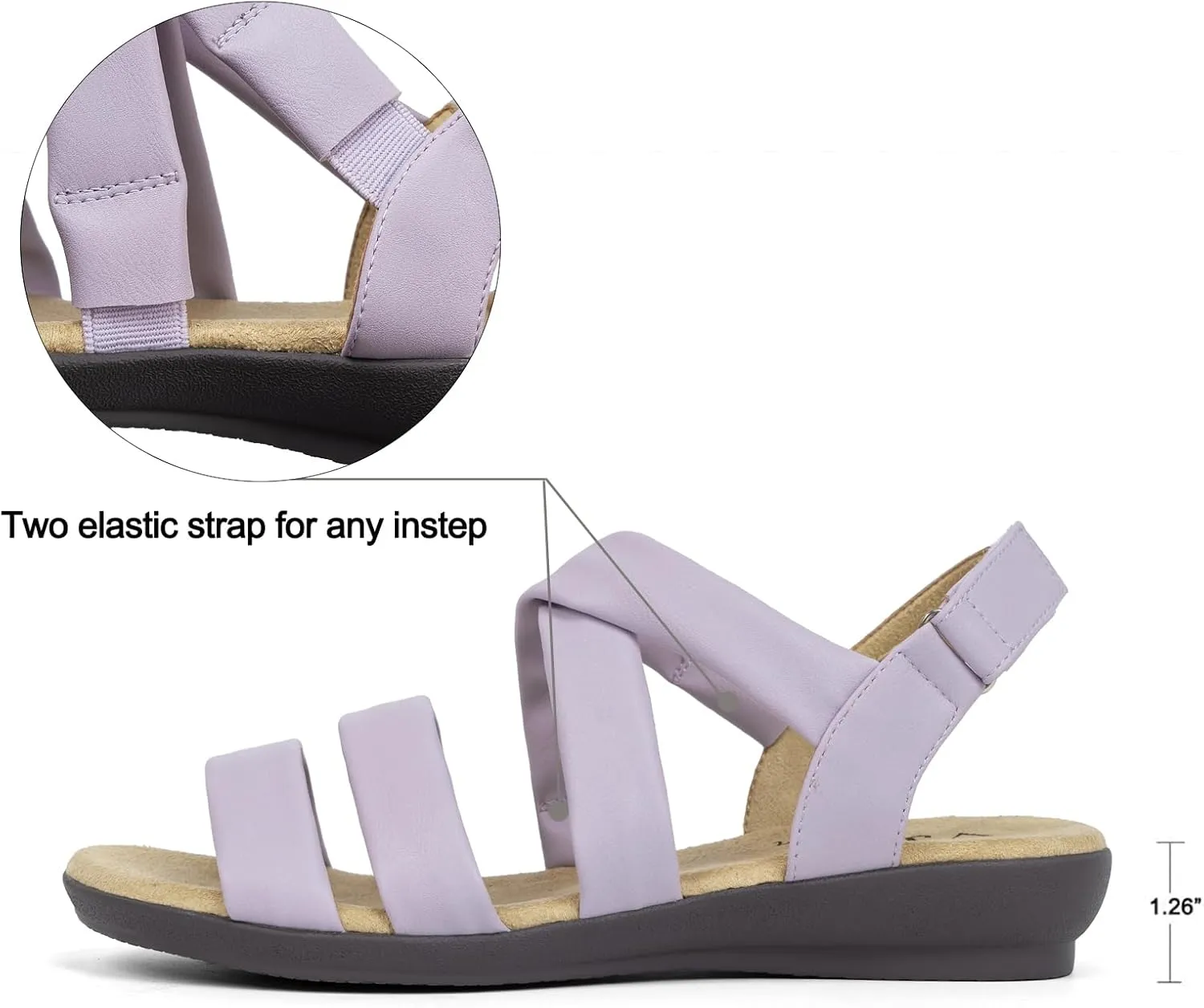 VJH confort Women’s Flat Sandals, Soft Straps Slip-on Open Toe Light Weight Elastic Slingback Comfort Casual Walking Sandals