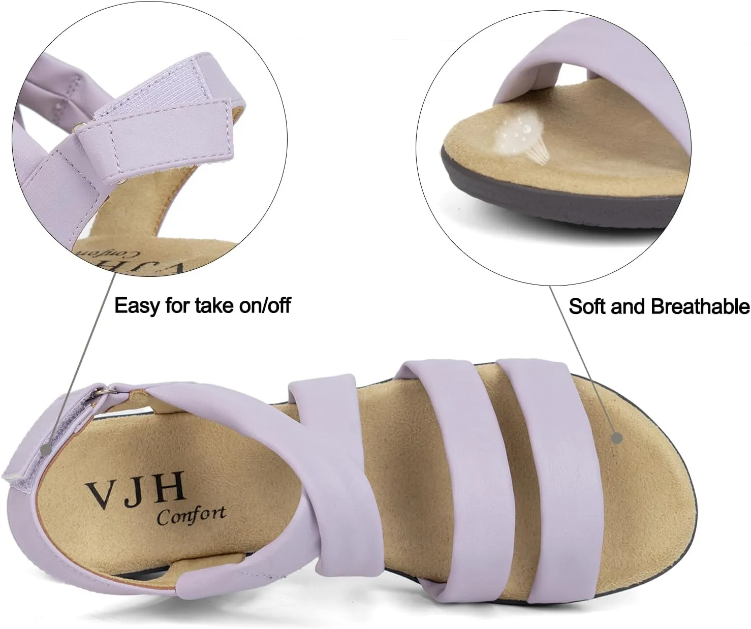 VJH confort Women’s Flat Sandals, Soft Straps Slip-on Open Toe Light Weight Elastic Slingback Comfort Casual Walking Sandals