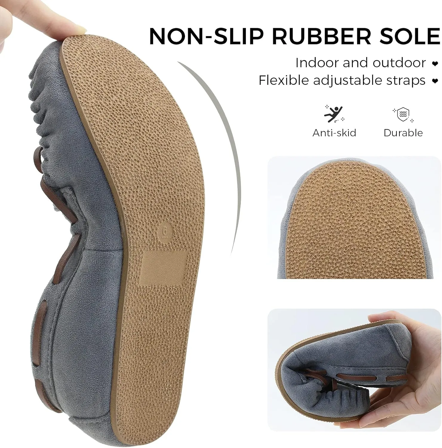 Vonair Women's Moccasin Slippers Micro Suede Warm Faux Fur Pile Lined Lace-Up Cozy Bow Indoor & Outdoor Moccasins Slip On Loafers Shoes for Women