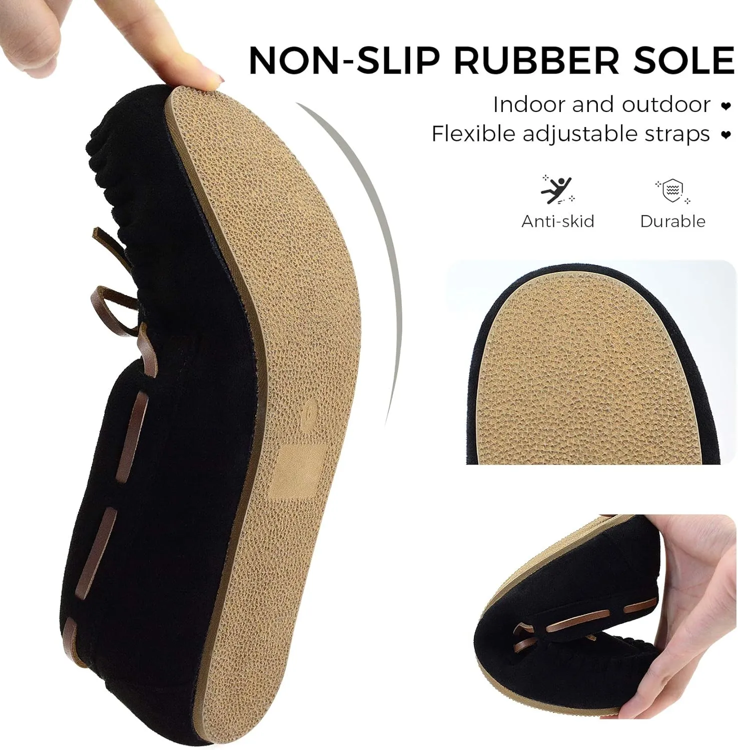 Vonair Women's Moccasin Slippers Micro Suede Warm Faux Fur Pile Lined Lace-Up Cozy Bow Indoor & Outdoor Moccasins Slip On Loafers Shoes for Women