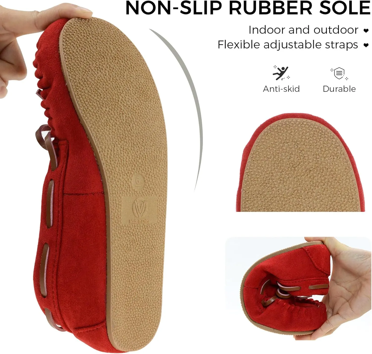 Vonair Women's Moccasin Slippers Micro Suede Warm Faux Fur Pile Lined Lace-Up Cozy Bow Indoor & Outdoor Moccasins Slip On Loafers Shoes for Women