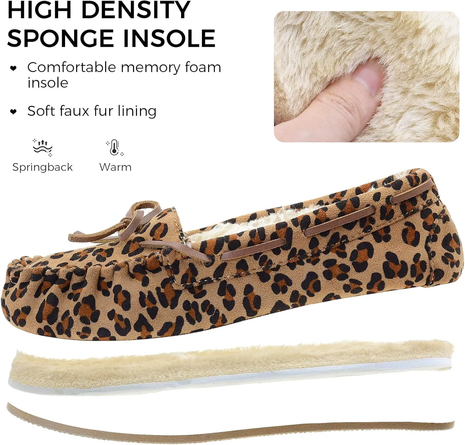 Vonair Women's Moccasin Slippers Micro Suede Warm Faux Fur Pile Lined Lace-Up Cozy Bow Indoor & Outdoor Moccasins Slip On Loafers Shoes for Women