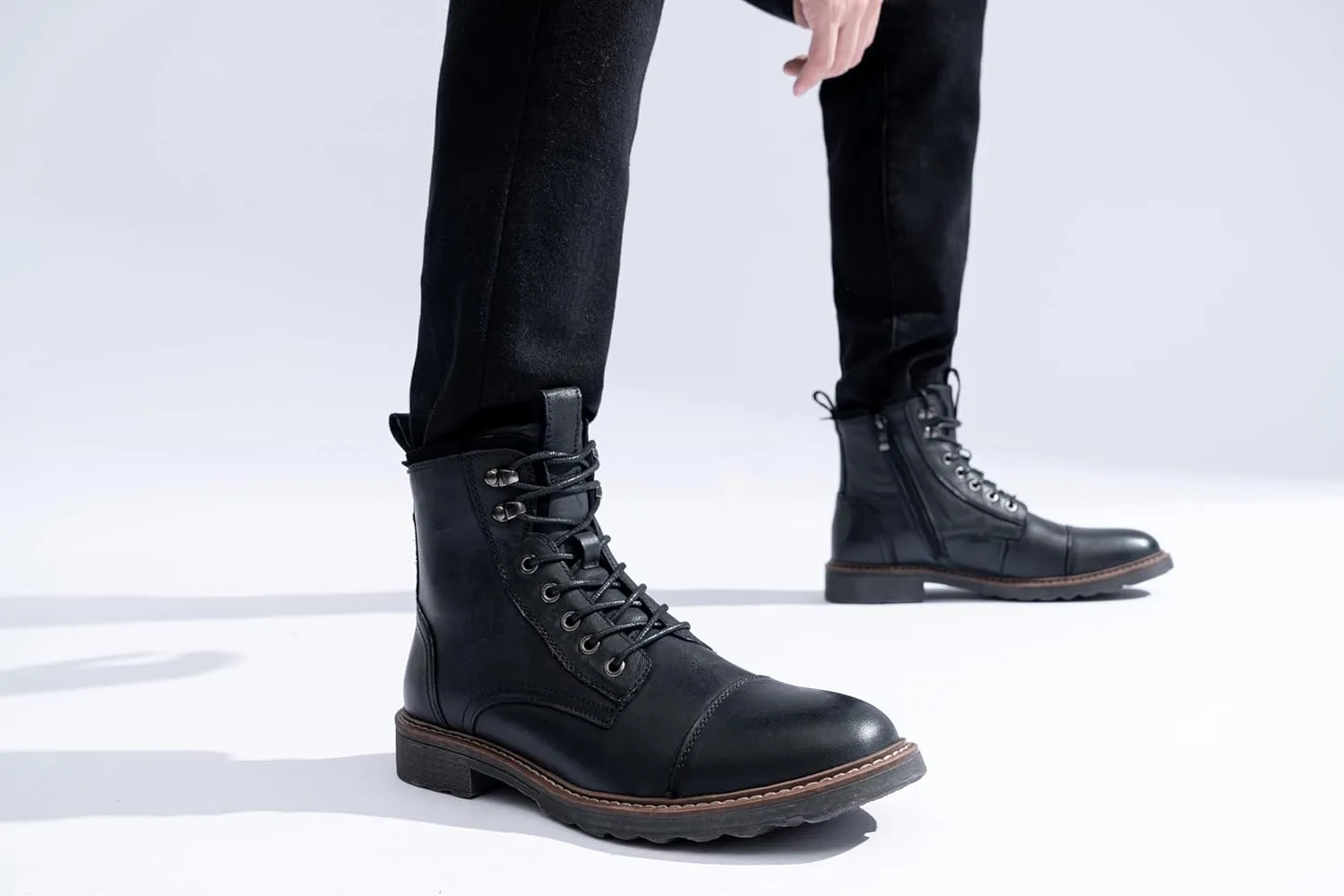 Vostey Mens Boots Motorcycle Casual Boots for Men Zipper Fashion Chukka Boots Mens