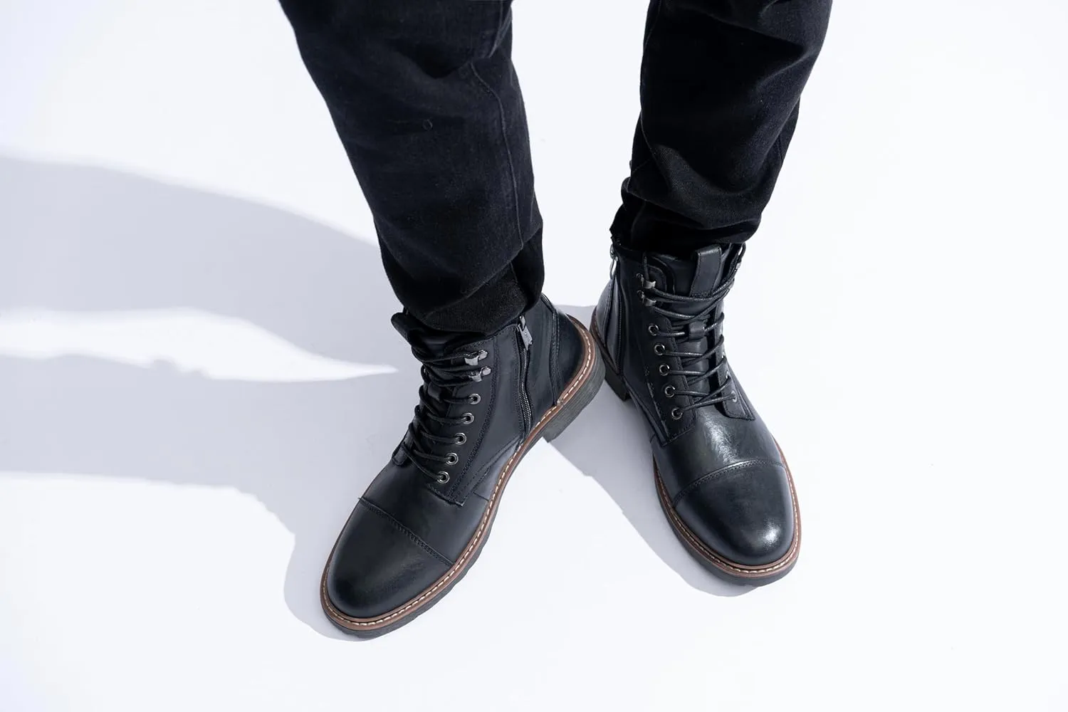 Vostey Mens Boots Motorcycle Casual Boots for Men Zipper Fashion Chukka Boots Mens