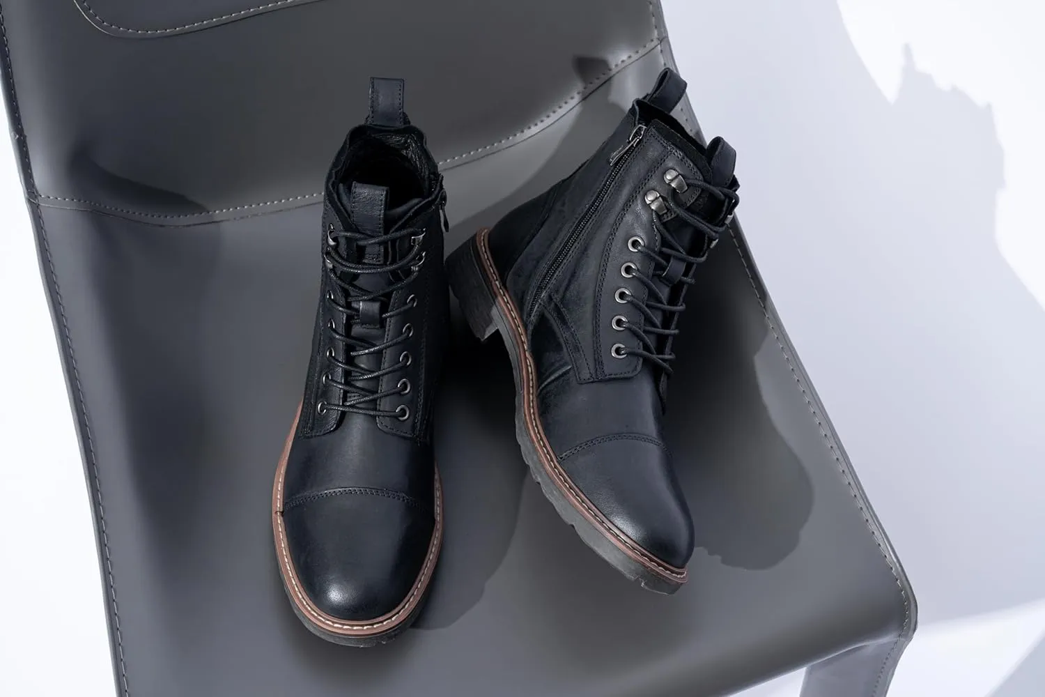 Vostey Mens Boots Motorcycle Casual Boots for Men Zipper Fashion Chukka Boots Mens