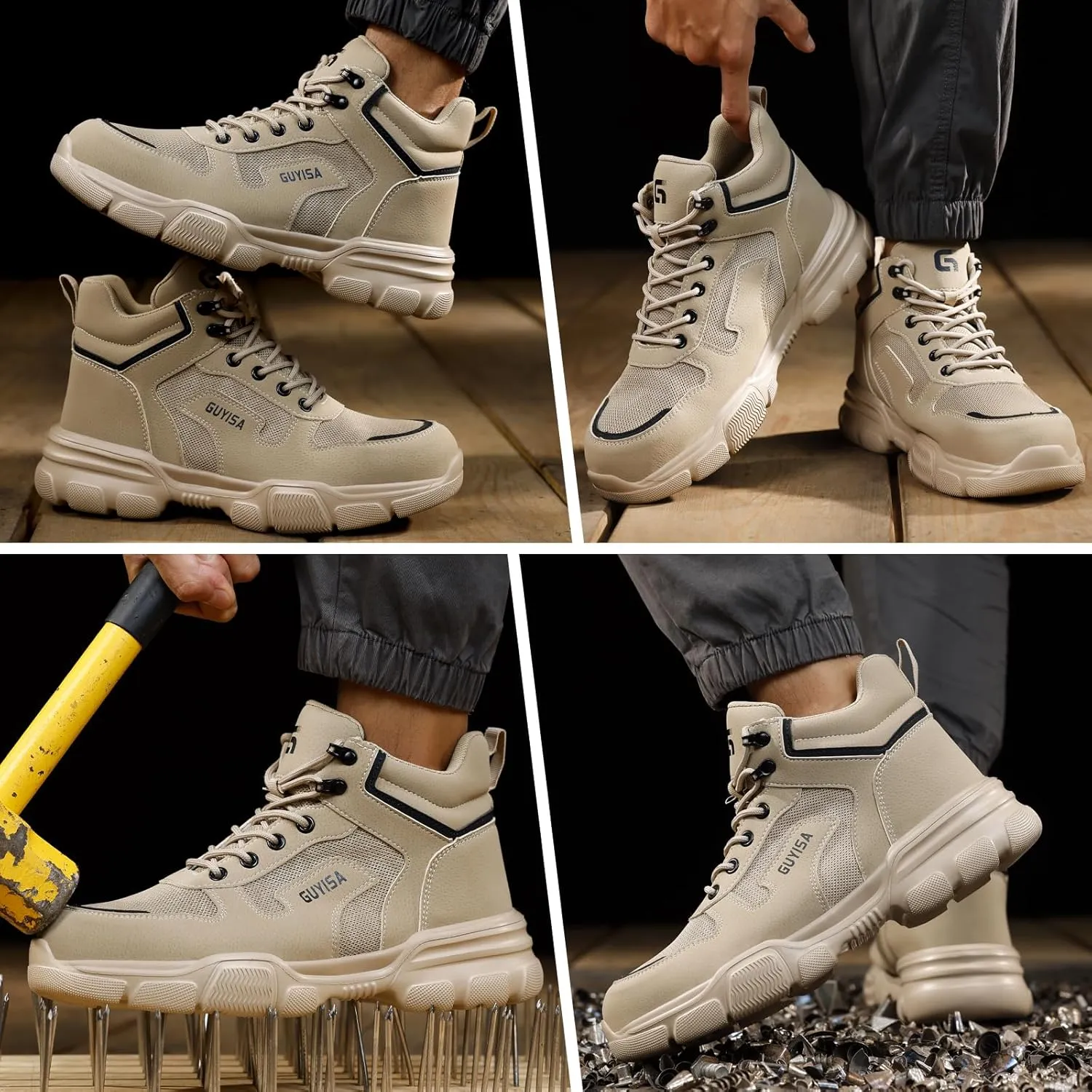 Water-resistant Work Boots for Men Comfortable Mens Steel Toe Shoes Lightweight Safety Toe Shoes for Men Indestructible Soft Work Shoes Construction Boots for Warehouse