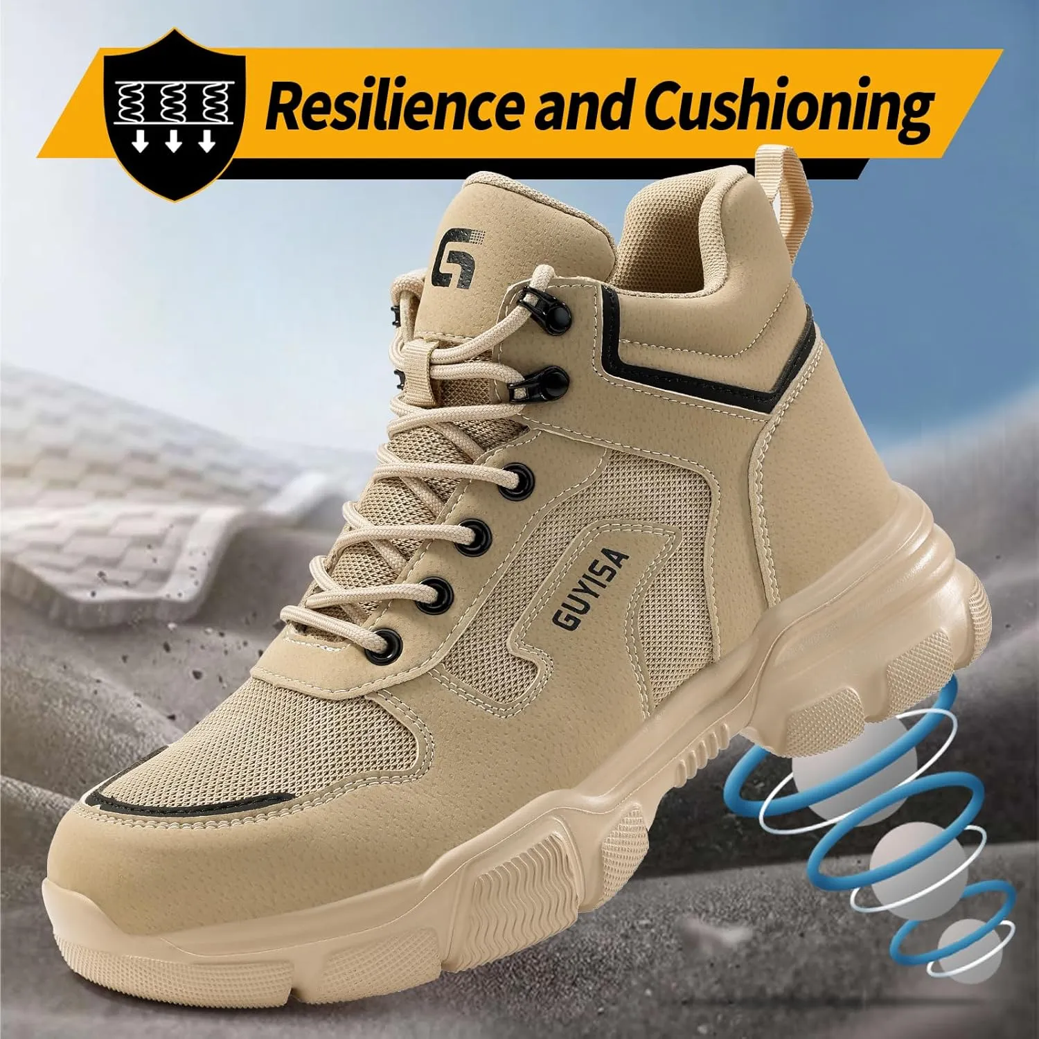 Water-resistant Work Boots for Men Comfortable Mens Steel Toe Shoes Lightweight Safety Toe Shoes for Men Indestructible Soft Work Shoes Construction Boots for Warehouse
