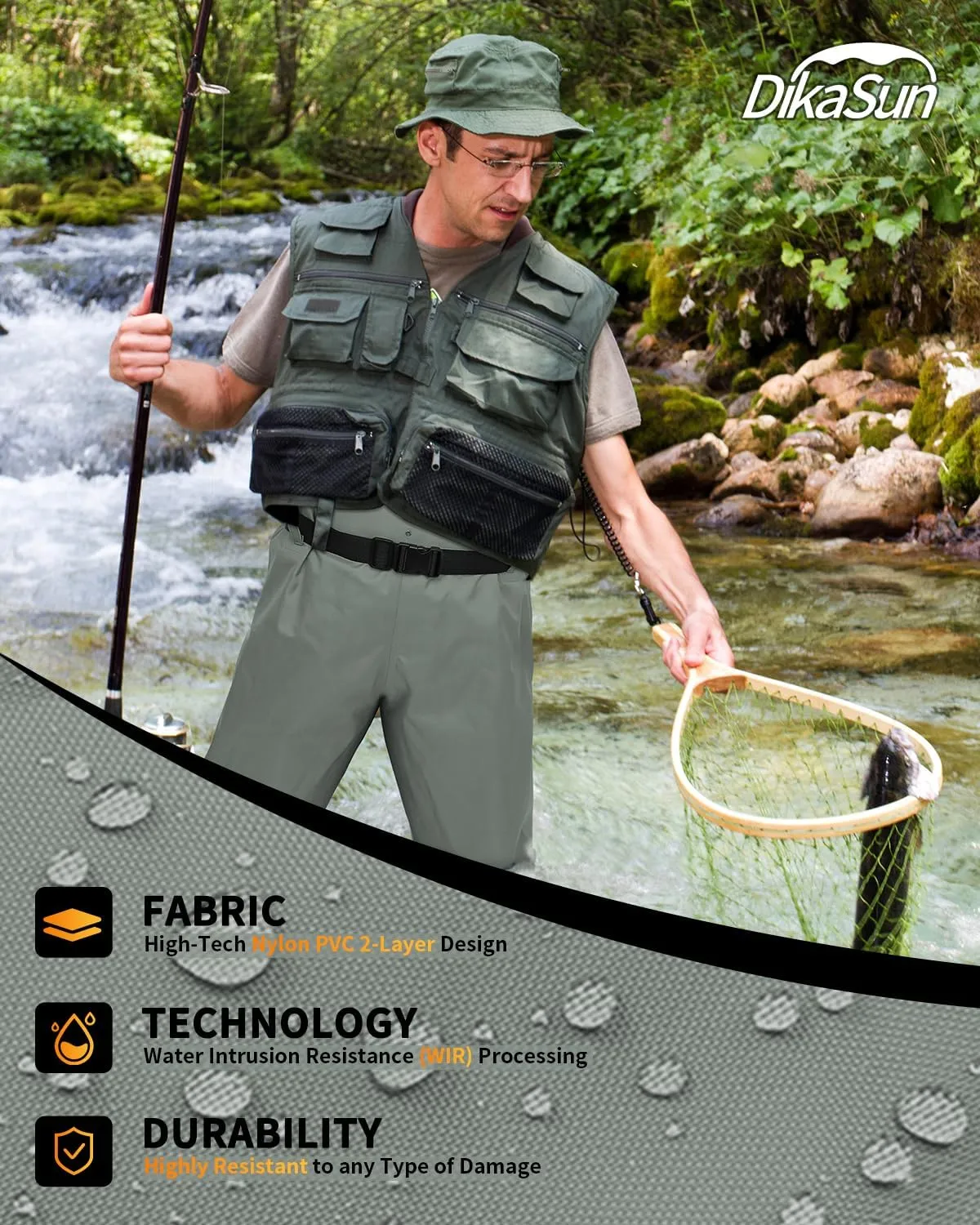 Waterproof Fishing Waders for Men Women| 2-Ply Nylon/PVC Chest Wader with Boots for Duck Hunting & Fly Fishing| Lightweight Bootfoot Waders