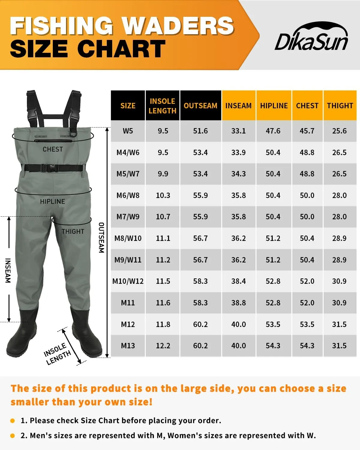 Waterproof Fishing Waders for Men Women| 2-Ply Nylon/PVC Chest Wader with Boots for Duck Hunting & Fly Fishing| Lightweight Bootfoot Waders