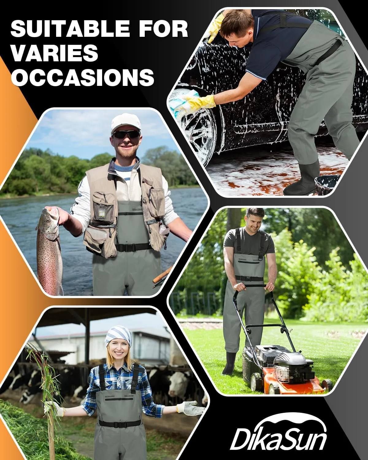 Waterproof Fishing Waders for Men Women| 2-Ply Nylon/PVC Chest Wader with Boots for Duck Hunting & Fly Fishing| Lightweight Bootfoot Waders