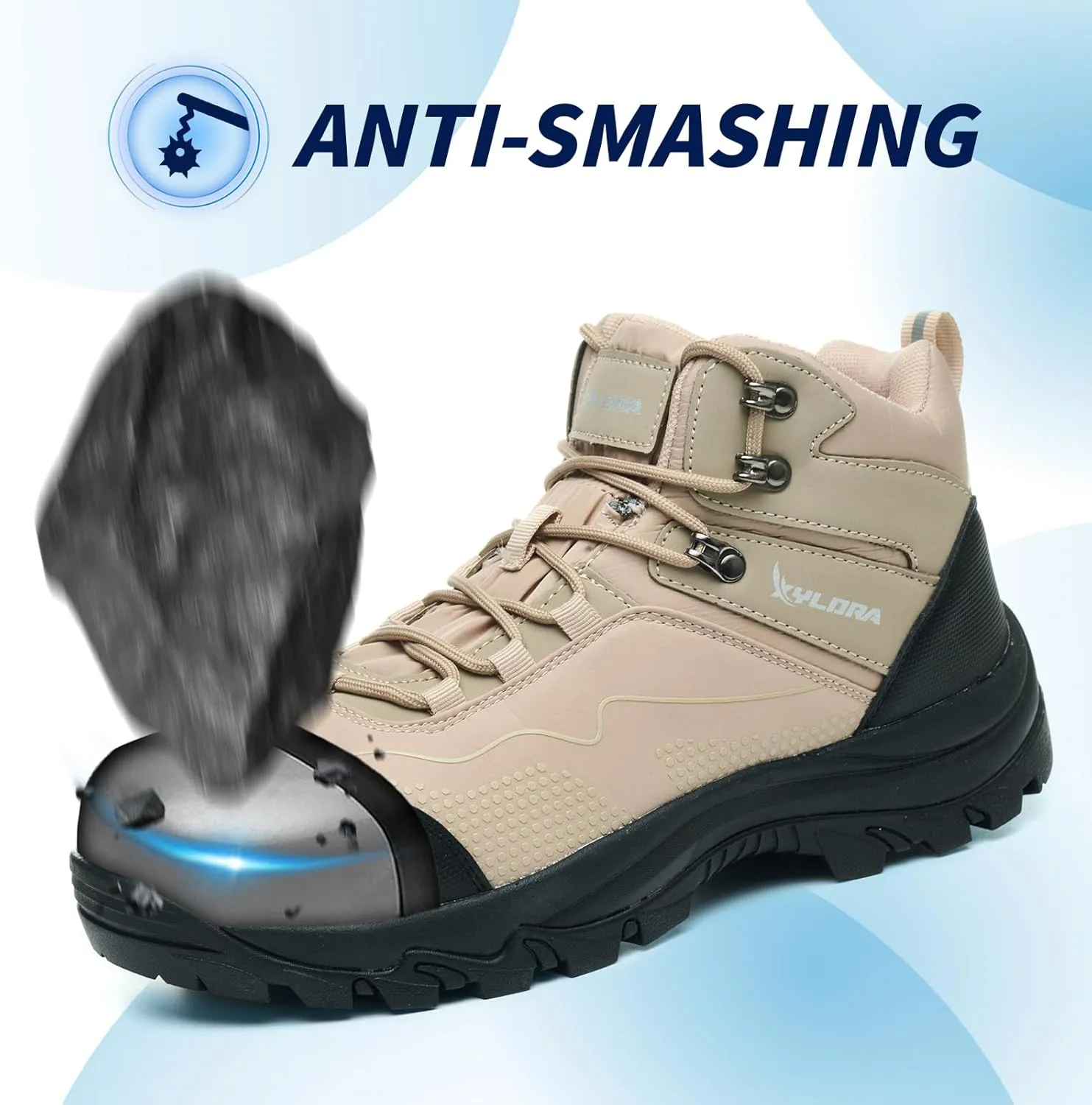 Waterproof Steel Toe Boots for Men Wide Width Non Slip Work Boots Lightweight Slip Resistant Safety Shoes Indestructible Construction Composite Toe Sneakers