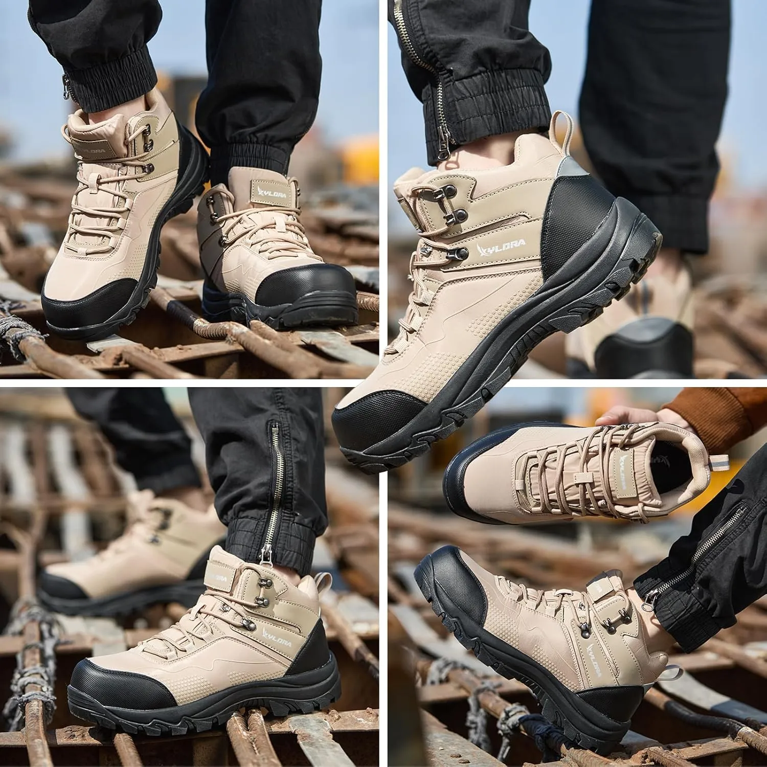 Waterproof Steel Toe Boots for Men Wide Width Non Slip Work Boots Lightweight Slip Resistant Safety Shoes Indestructible Construction Composite Toe Sneakers