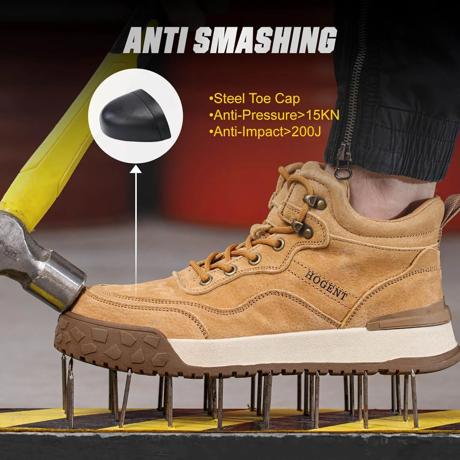 Welding Work Boots for Men Women Slip on Steel Toe Safety Shoes Comfortable Indestructible Work Boots Puncture Proof Lightweight Breathable Construction Shoes