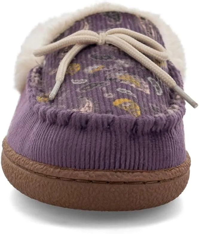Western Chief Women's Elaine Slippers – Cozy Faux Fur Lining, Stylish Stitched Lace Detail for Indoor, Moccasin Slip-On Loafers Womens Shoes