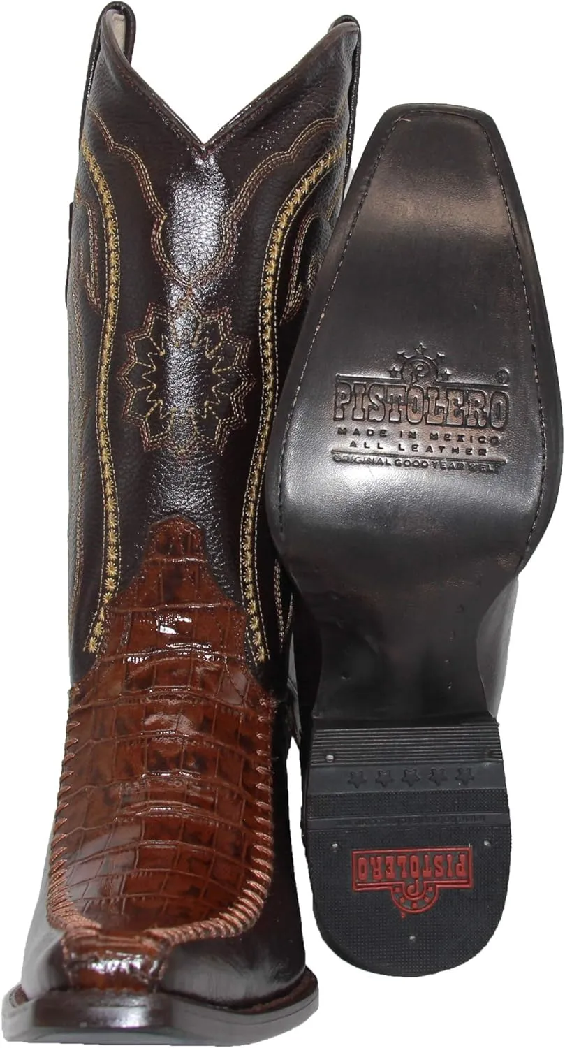 Western Shops Mens Genuine Cowhide Leather Luxury Crocodile Alligator Print Cowboy Western Boot