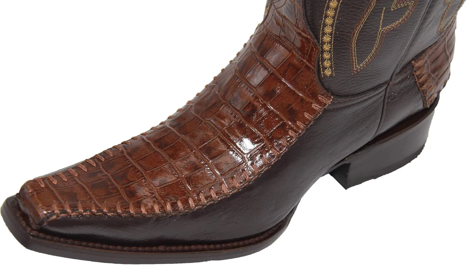 Western Shops Mens Genuine Cowhide Leather Luxury Crocodile Alligator Print Cowboy Western Boot
