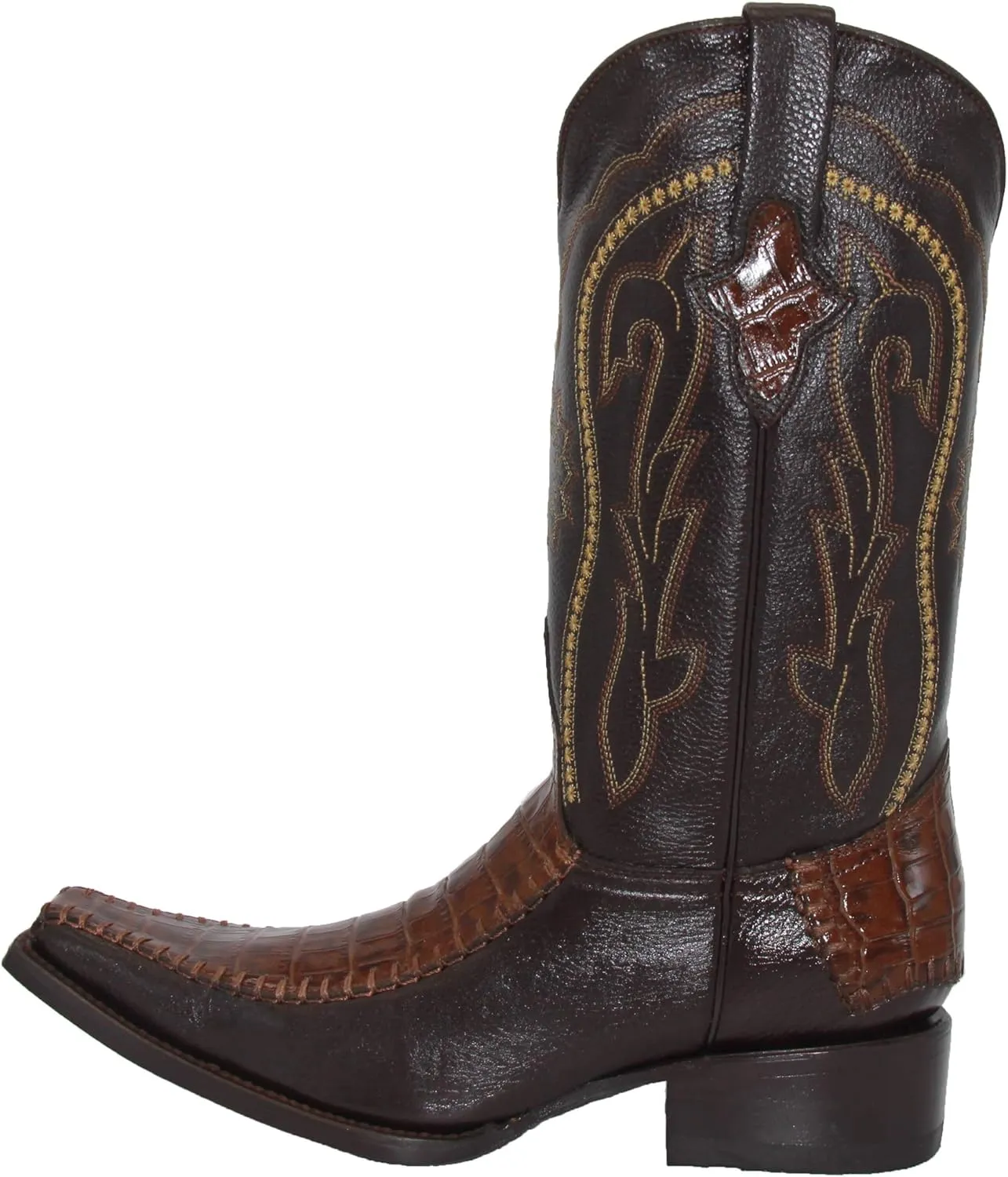 Western Shops Mens Genuine Cowhide Leather Luxury Crocodile Alligator Print Cowboy Western Boot