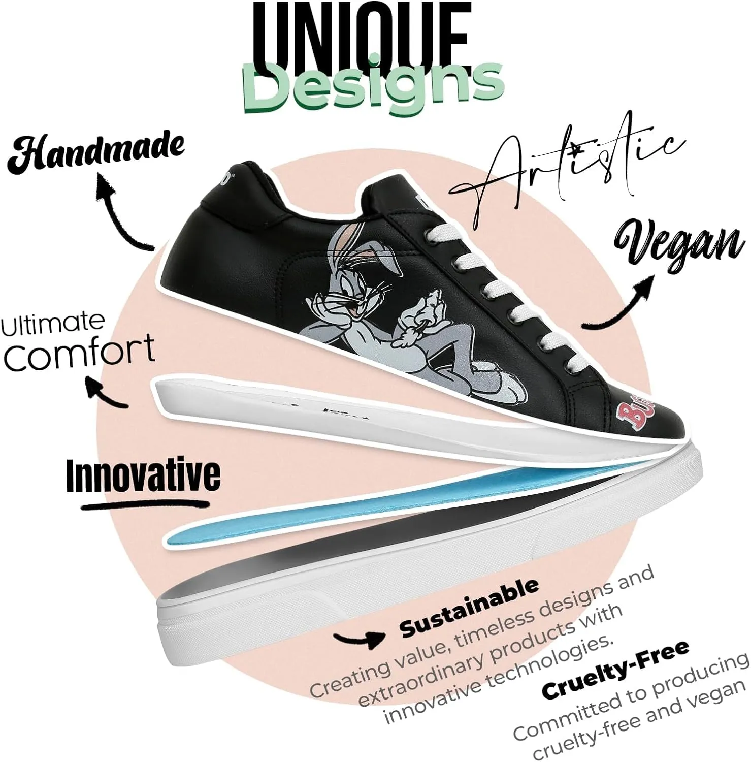 White Sneakers for Women - Handmade Women's Fashion Sneakers, Vegan Leather and Unique Design, Comfortable Shoes for Women, Ace Sneakers