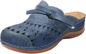 Wide Width Wedge Sandals for Women Trendy Hollow Out Closed Toe Slip On Slippers Arch Support Outdoor Beach Sandal