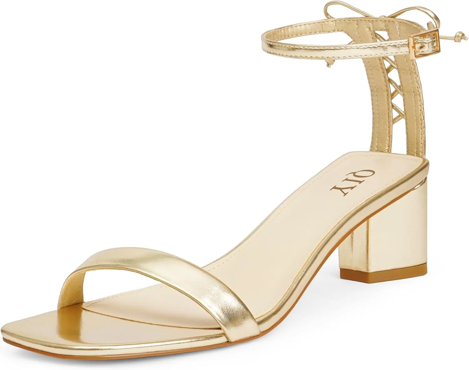 Women Heels Square Open Toe Sandals Ankle Strap Chunky Heels with Bow Comfort Dress Party Shoes