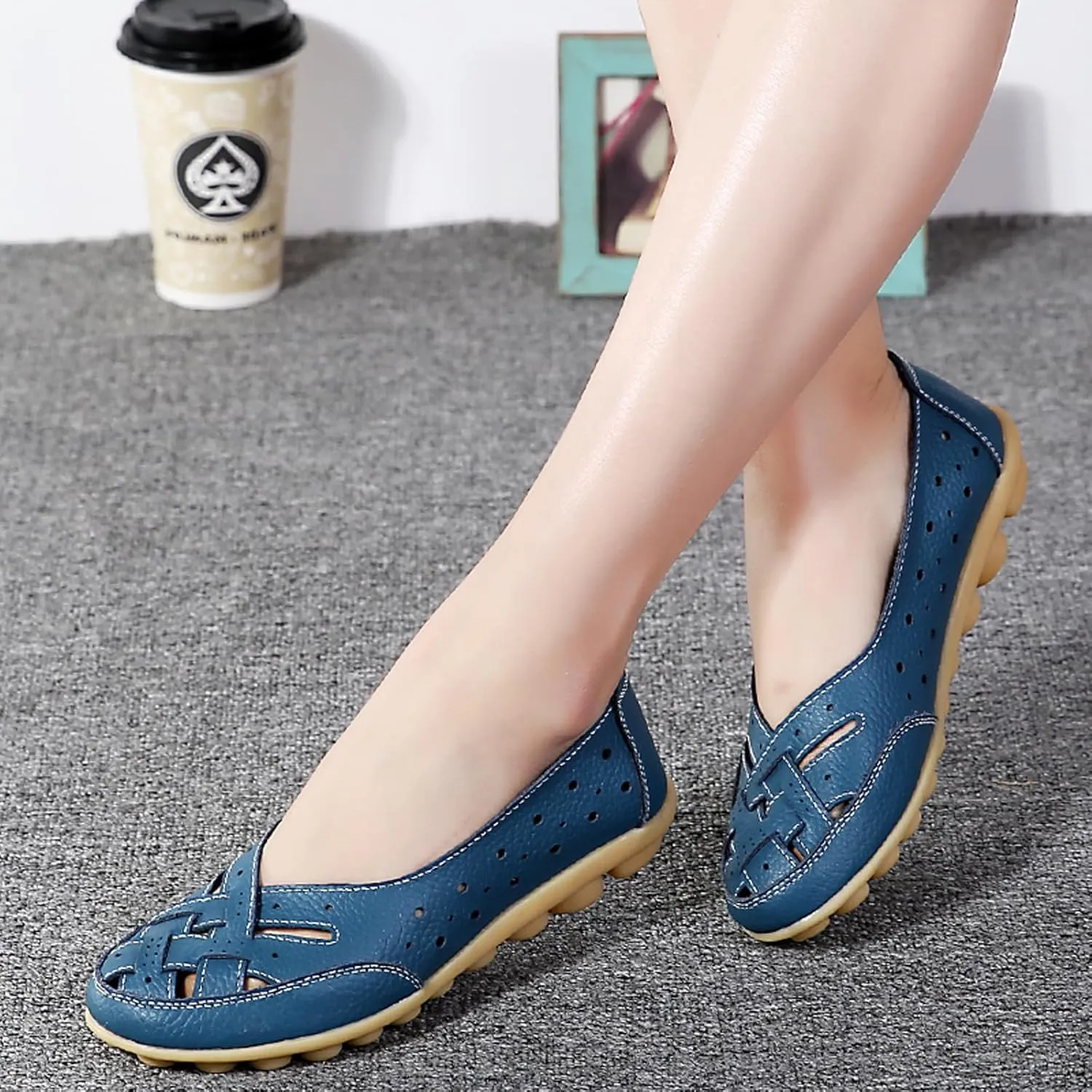 Women Penny Loafer Casual Comfort Slip on Shoes Walking Flat Driving Moccasins Wide Width Shoes Ladies