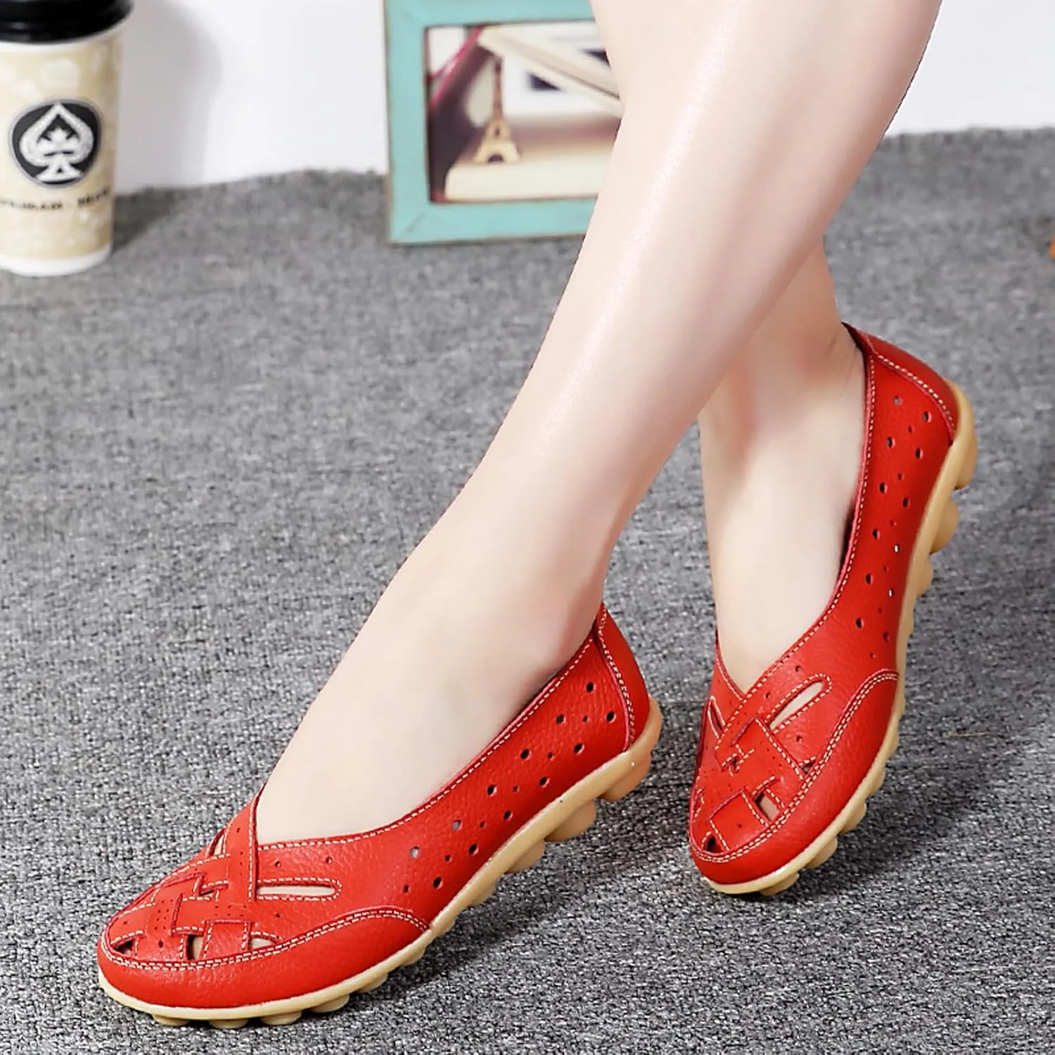 Women Penny Loafer Casual Comfort Slip on Shoes Walking Flat Driving Moccasins Wide Width Shoes Ladies