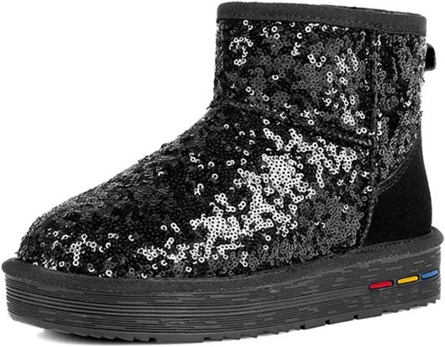 Womens Boots Winter women's boots Sequins leather warm snow boots Cowhide leather women's boots.