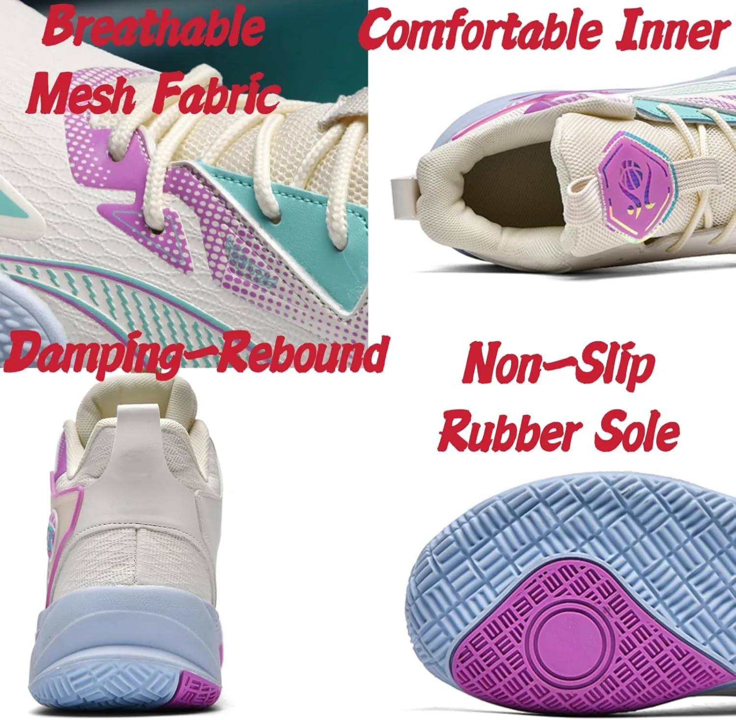 Womens Breathable Mesh Lace Up Basketball Shoes Fashion High Top Non-Slip Running Sneakers Casual Athletic Tennis Walking Sport Shoes