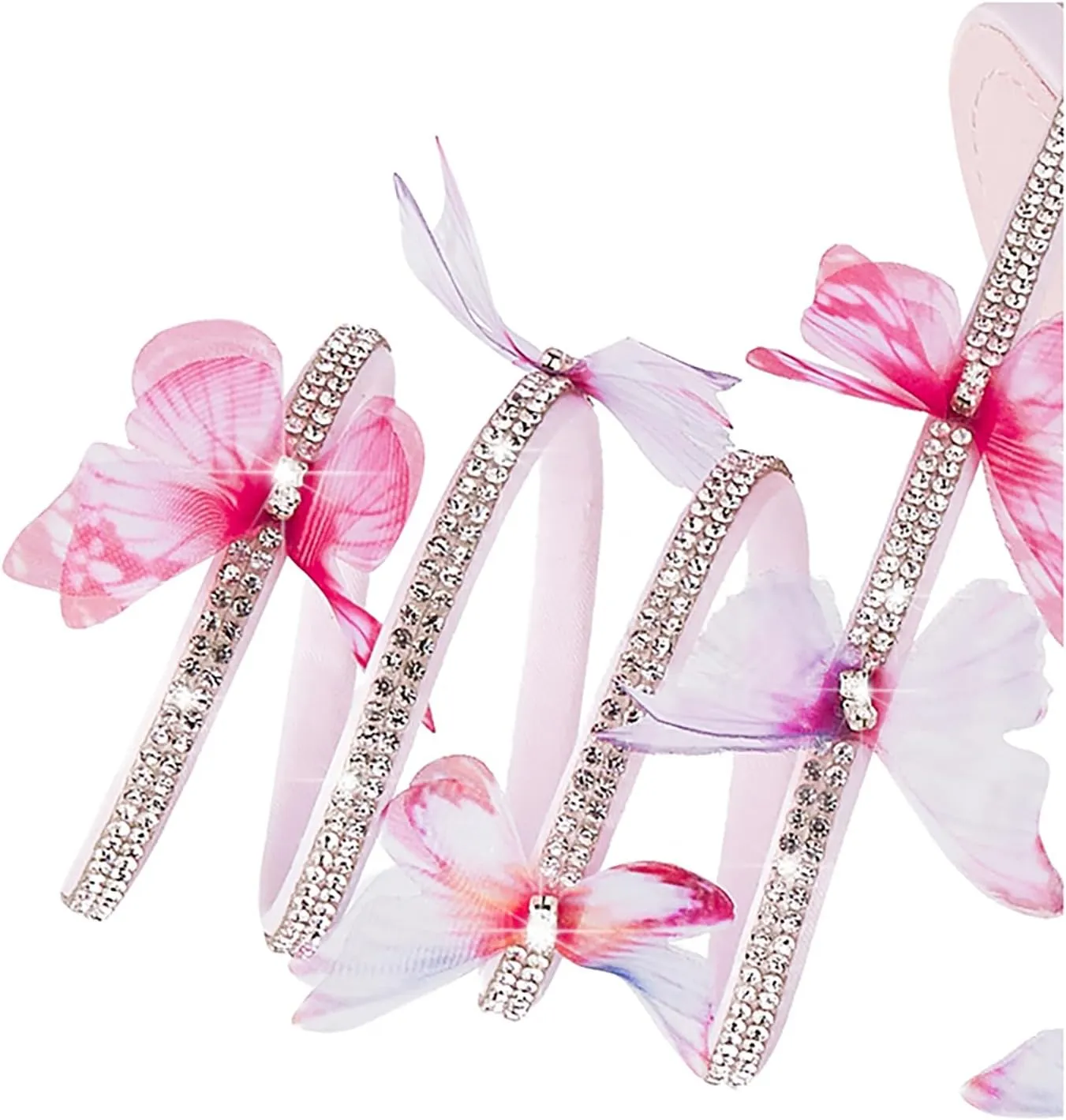 Women's Butterfly Rhinestone High Heels Open Round Toe Spiral Wrap Strappy Dress Stiletto Sandals For Party Evening Wedding