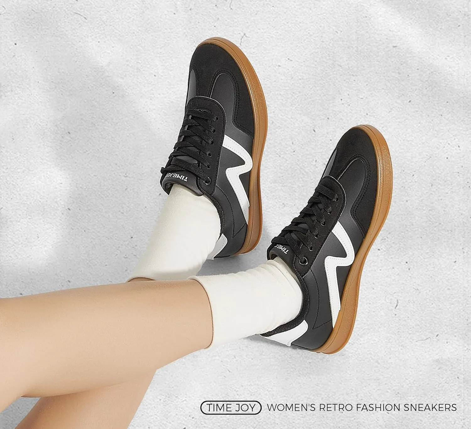 Women's Classic Retro Fashion Sneakers with Gum Sole Trendy Low Top Casual Shoes for Daily Wear, Walking & Outfits