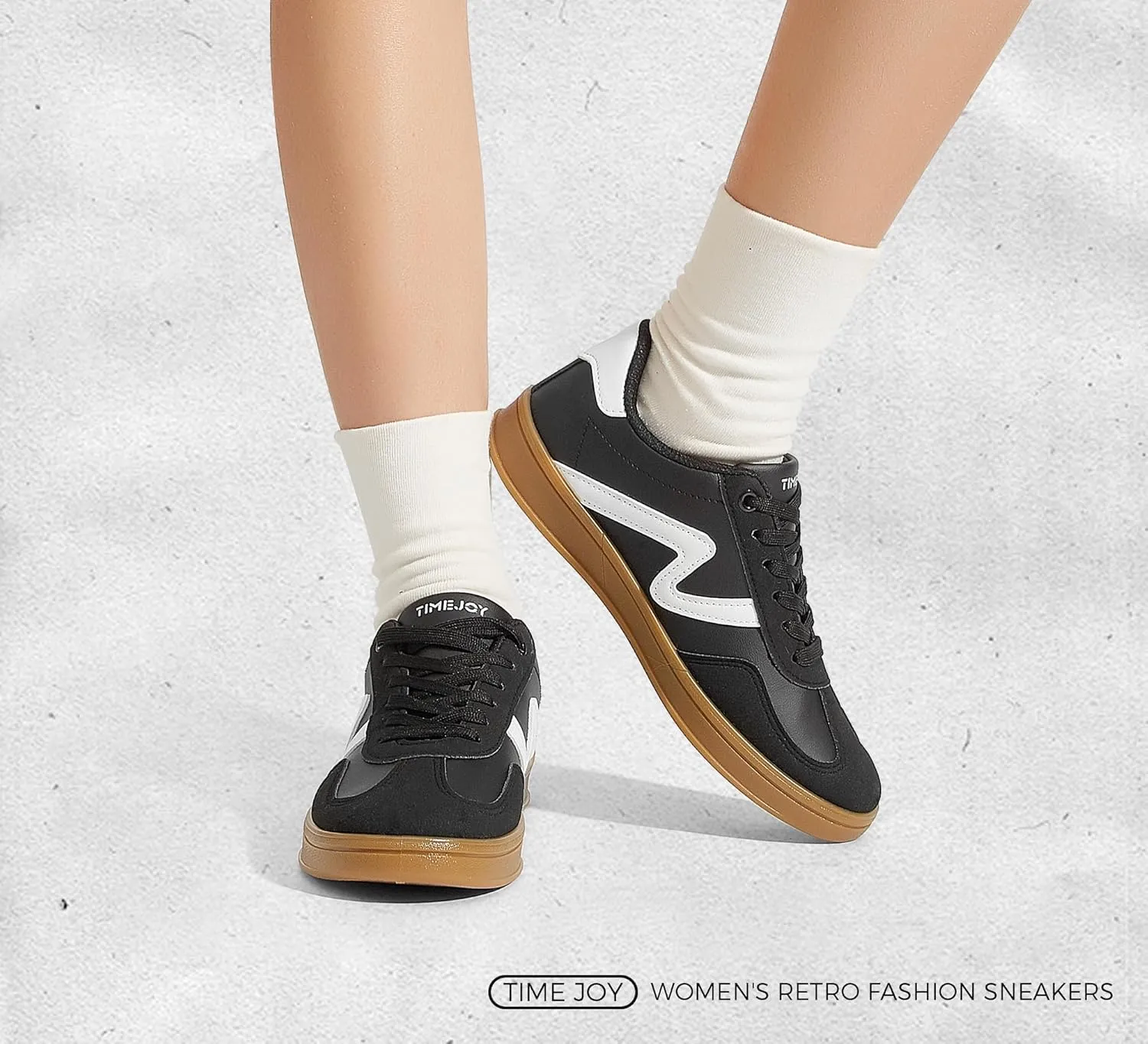 Women's Classic Retro Fashion Sneakers with Gum Sole Trendy Low Top Casual Shoes for Daily Wear, Walking & Outfits