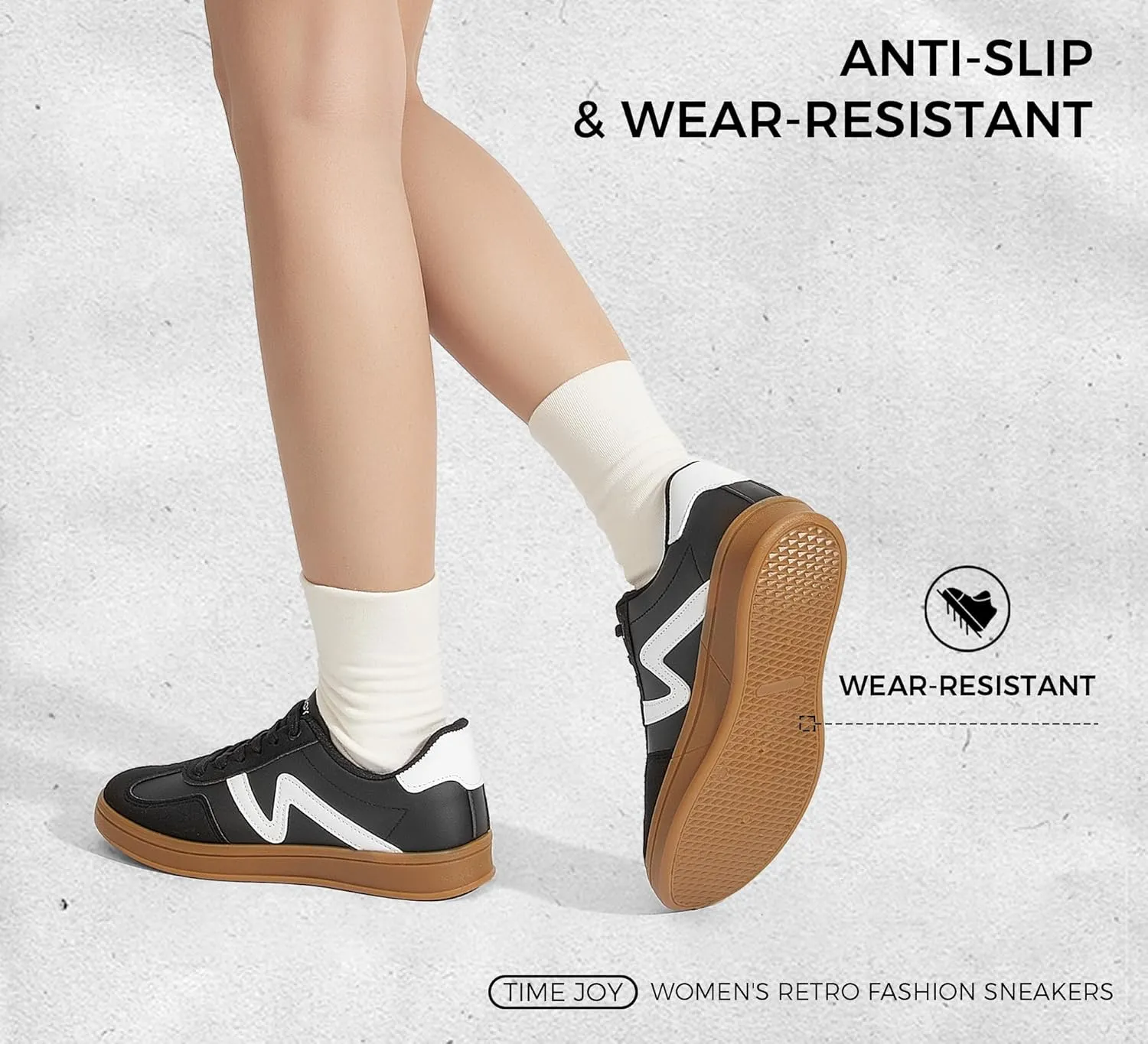 Women's Classic Retro Fashion Sneakers with Gum Sole Trendy Low Top Casual Shoes for Daily Wear, Walking & Outfits