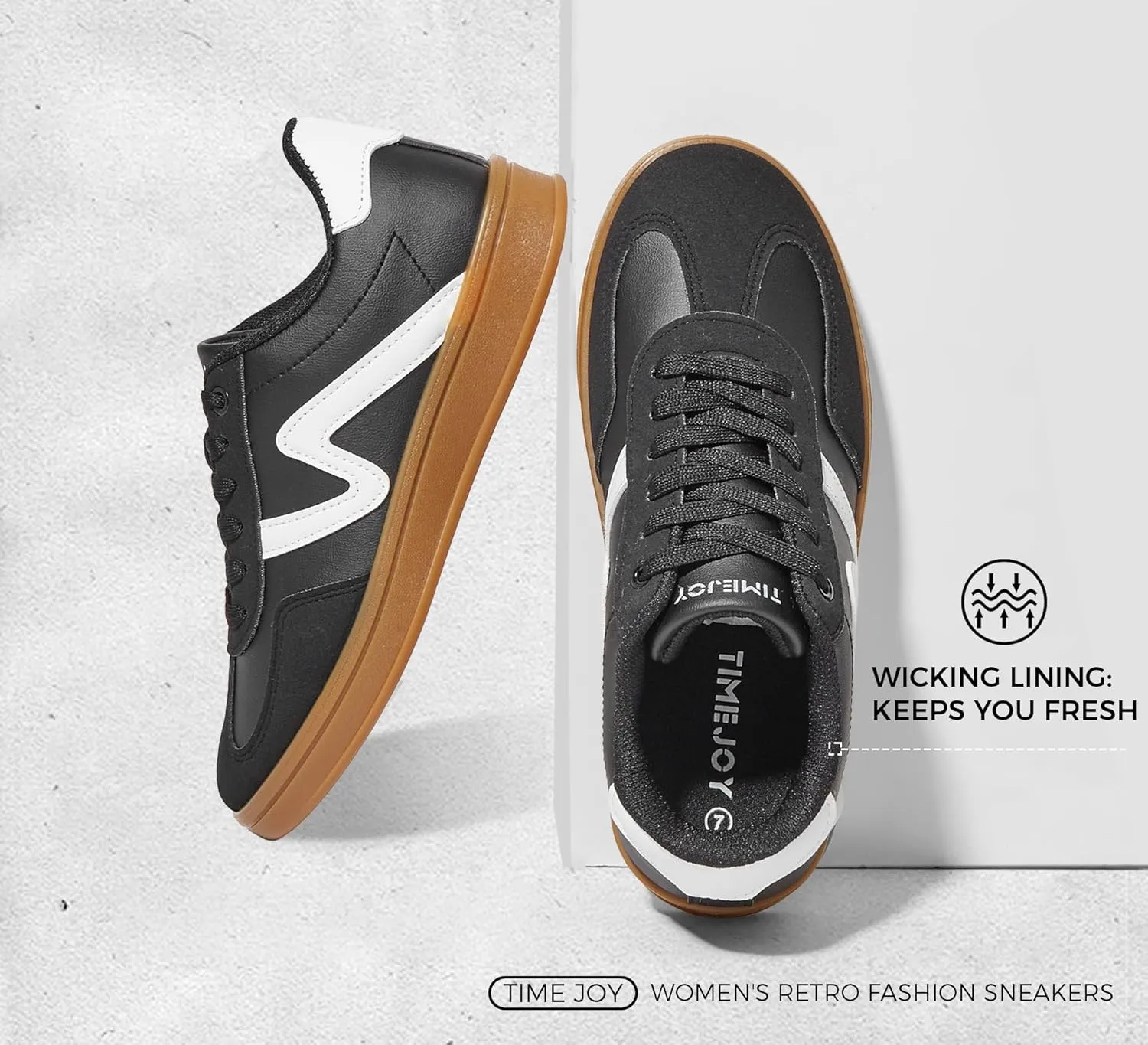 Women's Classic Retro Fashion Sneakers with Gum Sole Trendy Low Top Casual Shoes for Daily Wear, Walking & Outfits