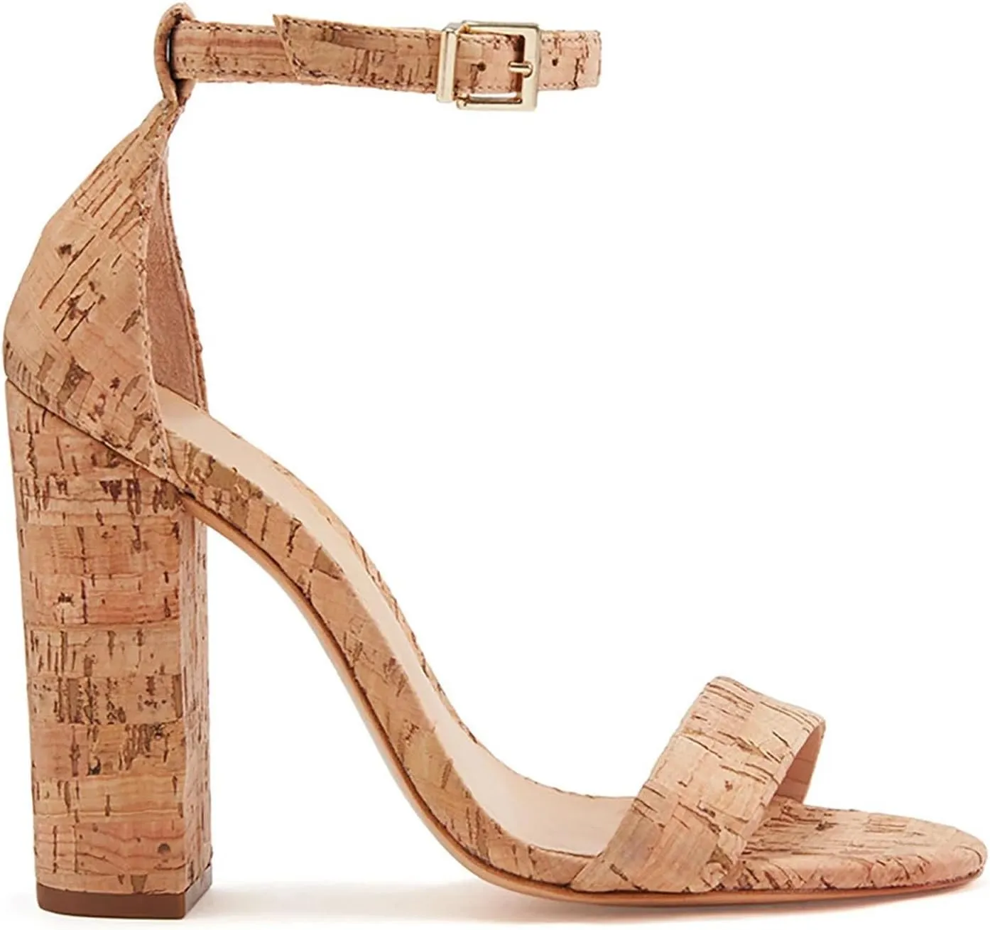 Women's Cork Buckle Sandals, Block Heel Evening Party Dress Shoes