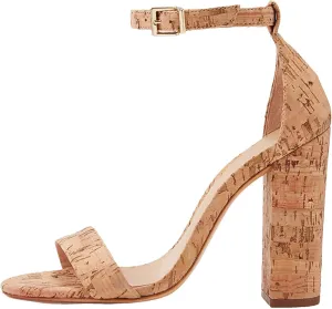 Women's Cork Buckle Sandals, Block Heel Evening Party Dress Shoes