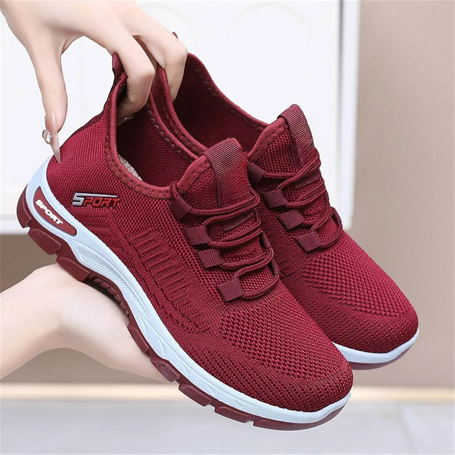 Women's Flats Shoes Slip On Mesh Breathable Casual Loafers Comfortable Soft Woman Comfort Orthopedic Diabetic Fashion Walking Shoes with Arch Support